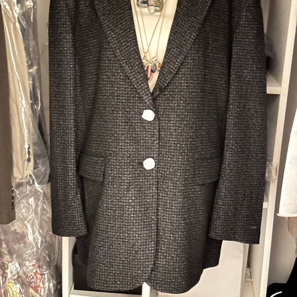 Women’sCoach Wool bl tweed Tailored  Jacket extra large new